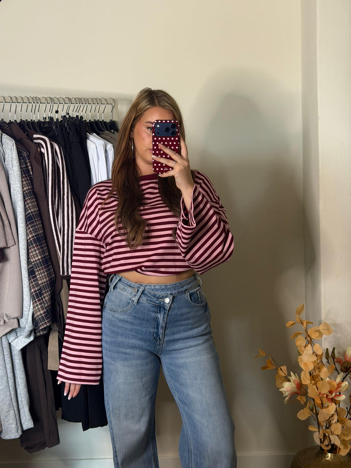 Lélune Amour Top – Bordeaux/Roze