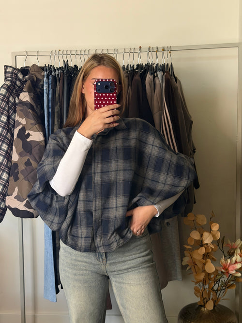 CHARCOAL Check Blouse
