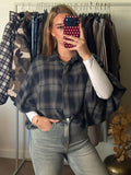 CHARCOAL Check Blouse