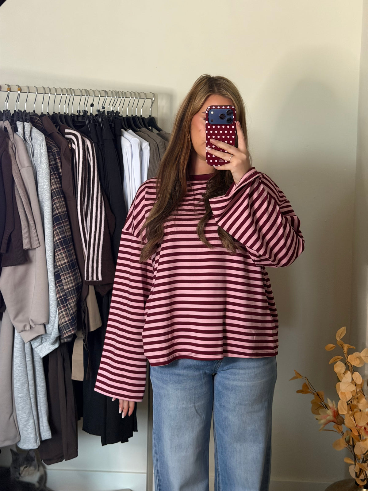Lélune Amour Top – Bordeaux/Roze
