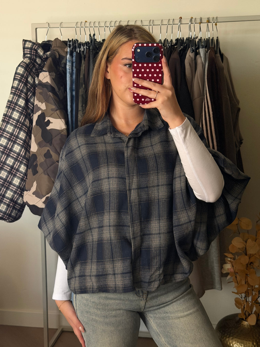 CHARCOAL Check Blouse
