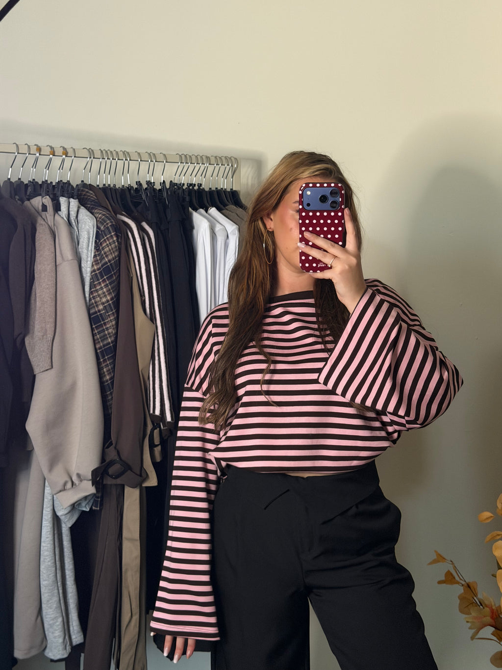 Lélune Nina Stripe Top – Pink & Brown
