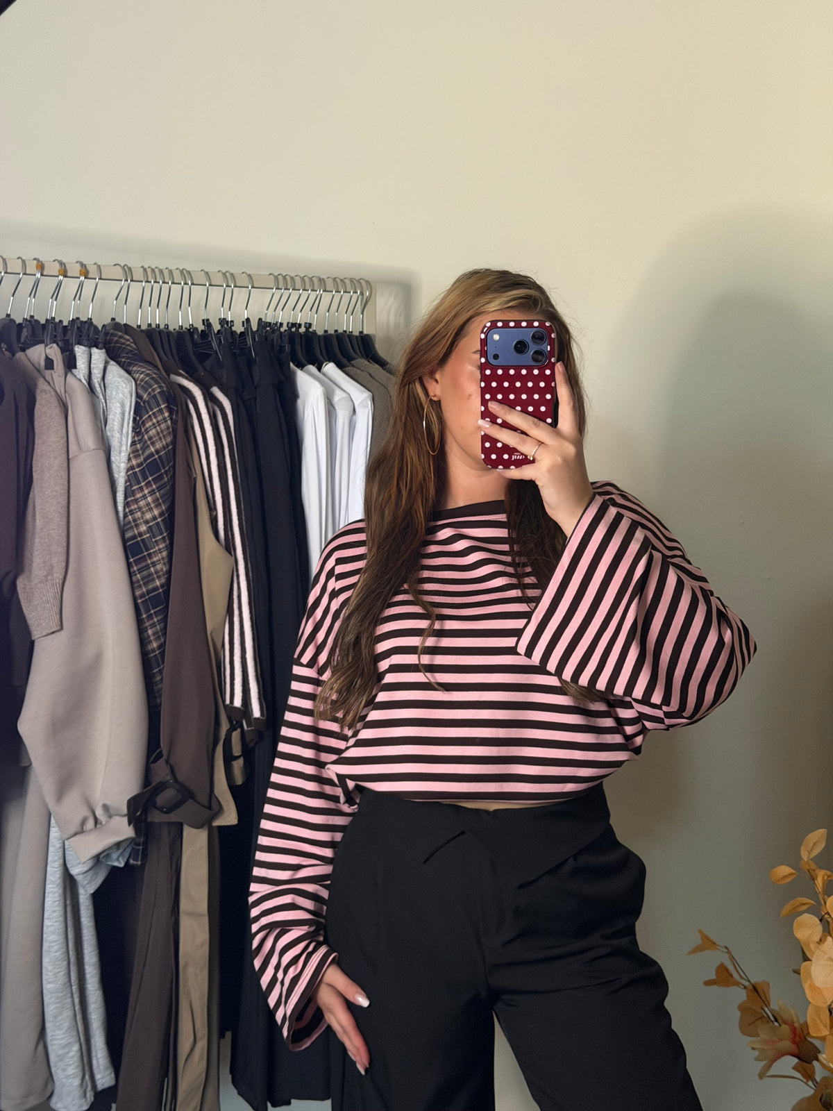Lélune Nina Stripe Top – Pink & Brown